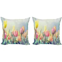 Abakuhaus Kussenhoes – Tulpen Bloementuin – 2x50x50 cm – Dubbelzijdig