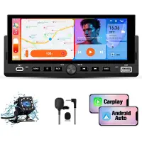 Hexinex 1DIN Autoradio - 6.86 inch scherm - met Draadloze Carplay & Android Auto - BT 5.2 - USB/USB-C + Achteruitrijcamera + Externe microfoon