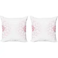Abakuhaus Dahlia-bloem kussenhoezen – set met 2x45x45 cm – wit/roze