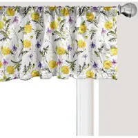 Abakuhaus Bloemenraamvalletje, Gordijnvalletje voor keuken en slaapkamer met tunnelzoom, 137 cm x 45 cm, Mosterdkleurig