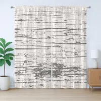 Abakuhaus Rustiek gordijn, abstracte grunge spatterkunst, slaapkamergordijn met lussen en haken, 280 x 245 cm, kokosgrijs