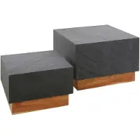 Zijlstra Salontafelset Boxy-leisteen/acacia - - Salontafel - Antraciet - Hout; Steen