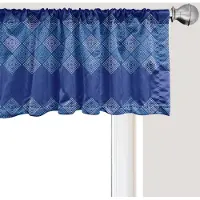 Abakuhaus Abstracte raamvalance, gordijnvalance voor keuken en slaapkamer met tunnelzoom, 137 cm x 30 cm, violetblauw en wit