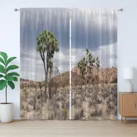 Abakuhaus Rustiek woestijngordijn, natuurlijke aanblik van droge planten, met lussen en haken , 280 x 175 cm, plafondblauw, beige en groen