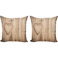 Abakuhaus Valentijnsdag kussensloopset (2 stuks), rustieke hartvormige planken, 45 cm, beige