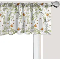 Abakuhaus Lente raamvalletje, gordijnvalletje voor keuken en slaapkamer met tunnelzoom, 137 cm x 30 cm, lichtgroen donkeroranje