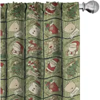 Abakuhaus Gordijnen – 2x75x175 cm – Olijfgroen/Wit, 6,5 cm rodsleeve