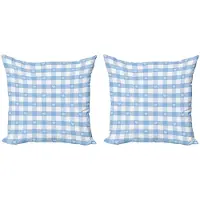 Abakuhaus Kussenhoes Set – Gingham Bleekblauw/Wit – 40x40 cm – 2 stuks