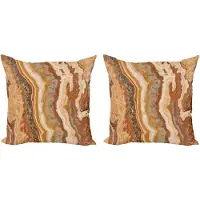 Abakuhaus Decoratieve kussenhoes – 2×60×60 cm – Dubbelzijdig bedrukt – Marmerlook Bruin-Beige