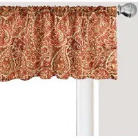 Abakuhaus Paisley raamvalletje, gordijnvalletje voor keuken en slaapkamer met tunnelzoom, 137 cm x 45 cm, paprika en lichtgeel