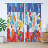 Abakuhaus Art Rustiek Gordijn, Kleurrijk Abstract Schilderij, Geplooid Gordijn voor de Slaapkamer met Lussen en Haken, 280 x 175 cm, Meerkleurig