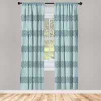 Abakuhaus Marokkaanse raamgordijnen – 2x75x175 cm – microvezel – bleek turkoois