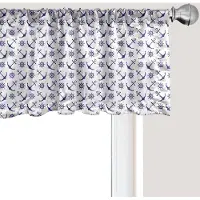 Abakuhaus Marineblauwe raamvalletje met anker en helmen, gordijnvalletje voor keuken en slaapkamer met tunnelzoom, 137 cm x 45 cm, donkerblauw wit