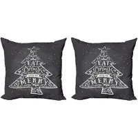 Abakuhaus ISS – Set van 2 kussenhoezen 40x40 cm – Grijs/Kokosnoot, dubbelzijdig bedrukt