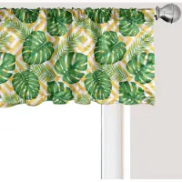 Abakuhaus Exotische raamvalance, Gordijnvalance voor keuken en slaapkamer met tunnelzoom, 137 cm x 30 cm, Varengroen Mosterd