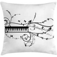 Abakuhaus Muziek Kussenhoes – Dubbelzijdig bedrukt – 40x40 cm – Wit & Grijs
