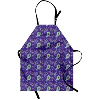 Abakuhaus Aziatische kookschort, Traditioneel Paisley-patroon, vlek- en waterbestendig, geschikt voor buitengebruik, paars en multicolor