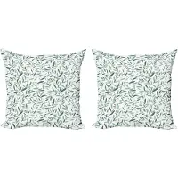 Abakuhaus Saliegroene kussenhoezenset (2 stuks), Zomerse tuinbladeren, 50 cm, Reseda groen wit