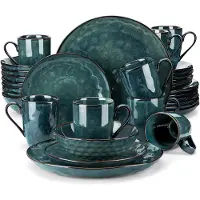 Vancasso Serviesset - 8 Persoons Servies - Porselein - Diner- en Dessertborden, Kommen en Kopjes - 32-delige Set - Groen