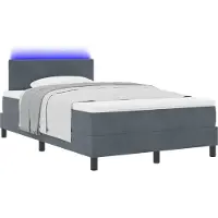 vidaXL LED Box Spring Bed Donkergrijs 120 x 200 cm Fluweel