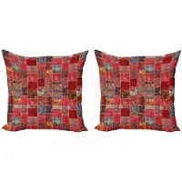 Abakuhaus – Oriëntaals Kussenhoes Set 2x40 cm – Dubbelzijdige Afdruk – Veelkleurig Donker Koraal