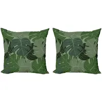 Abakuhaus Bosgroene decoratiekussen – 2x50x50 kussenhoezen – Camouflage palmblaadjes – Digitaal bedrukt