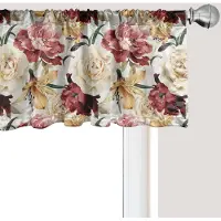Abakuhaus Rozen Raamvalletje, Gordijnvalletje voor Keuken en Slaapkamer met Tunnelzoom, 137 cm x 30 cm, Gedroogde Rozen Crème Robijn