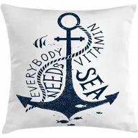 Abakuhaus Strandquote Kussenhoes – Dubbelzijdig bedrukt – 40×40 cm – Nachtblauw/Wit