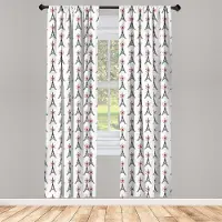 Abakuhaus Eiffel Raamgordijnen – 2×75×175 cm – Robijnrood/Zwart/Wit
