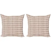 Abakuhaus Kussenhoezen Set van 2x 40x40 cm – Chevron-strepen – Bruin/Wit – Dubbelzijdig bedrukt
