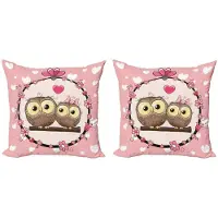 Abakuhaus Uil Kussenhoes Set – 2x45x45 cm – Dubbelzijdig bedrukt – Microvezel