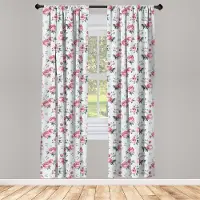 Abakuhaus Shabby Flora – Voorhangen 75x245 cm – 2 stuks – amandelgroen lichtroze