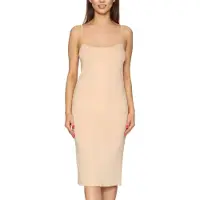 Merry Style MS-MS10-402-UW Dames Onderjurk - Nachthemd - lang - ronde hals - verstelbare Spaghetti bandjes - Viscose - Zand - L