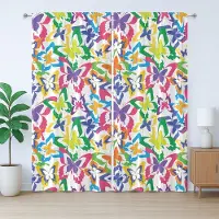 Abakuhaus Kleurrijk rustiek gordijn, Movement Lifestyle Art, met lussen en haken voor de woonkamer, 280 x 175 cm, wit meerkleurig