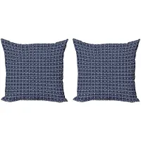 Abakuhaus Kussenhoes Set – 2x50x50 cm – Dubbelzijdig Bedrukt, Microvezel, Donkerblauw/Wit