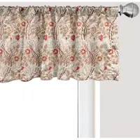 Abakuhaus Bloemenpatroon raamvalletje, Gordijnvalletje voor keuken en slaapkamer met tunnelzoom, 137 cm x 45 cm, Warm Taupe Paprika