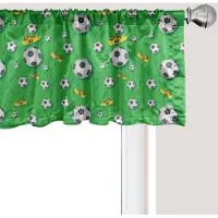Abakuhaus Voetbal Raamvalletje, Gordijnvalletje voor Keuken en Slaapkamer met Tunnelzoom, 137 cm x 30 cm, Limegroen Geel Zwart