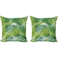 Abakuhaus Decoratieve kussenhoes met plantenmotief, 2 stuks, kleurrijke illustratie, natuurlijk, modern accent, 45x45 cm, limoengroen, varen groen