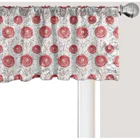 Abakuhaus Abstracte raamvalance, gordijnvalance voor keuken en slaapkamer met tunnelzoom, 137 cm x 45 cm, vermiljoen en colagrijs