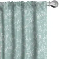 Abakuhaus Vlinder gordijnen – Monochroom Insecten – 2x75x245 cm Licht zeegroen/wit
