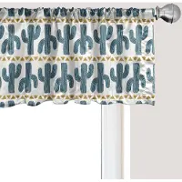 Abakuhaus Succulenten Raamvalletje, Gordijnvalletje voor Keuken en Slaapkamer met Tunnelzoom, 137 cm x 30 cm, Licht Koffie Petrolblauw