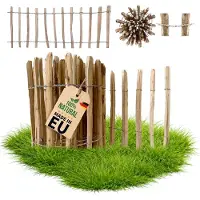 Pemicont hazelaar kastanje schutting 10m lang x 60cm hoog 8-10cm afstand tussen spijlen, border voor tuinbedden, natuurlijke houten schutting