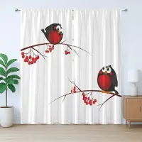 Abakuhaus Rowan Rustiek Gordijn, Cartoon Kerst, Universele Gordijnen met Bandjes voor de Woonkamer met Lussen en Haken, 280 x 175 cm, Rood Zwart Wit