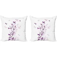 Abakuhaus Paarse decoratieve kussenhoes, 2 stuks, violette bloemen, moderne accenten, 40x40 cm, pruimwit