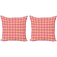 Abakuhaus kussenhoes Hahnentrittmuster – Pastel perzik/roze, 40x40 cm