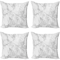 Abakuhaus Marmeren Kussenhoes Set – 4x 40x40 cm – Dubbelzijdig – Grijs