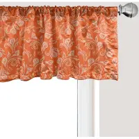 Abakuhaus Bloemenpatroon raamvalletje, gordijnvalletje voor keuken en slaapkamer met tunnelzoom, 137 cm x 45 cm, lichtbruin en oranje.