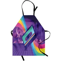 Abakuhaus Synthwave kookschort, cassette op de stad, machinewasbaar, geen vervaging, indigo en multicolor