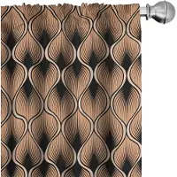 Abakuhaus – Damast strepen – Voorhangen 2x75x225 cm – Perzik en Zwart