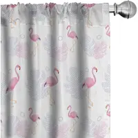 Abakuhaus – Voorhangen 2x75x175 – Flamingo en Bladeren, Mikrofaser, Pastel